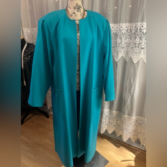Vintage Jackets & Blazers - Vintage 80s Pure Virgin Wool Teal Overcoat — Miss Style Creations